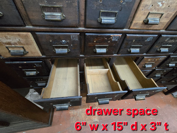 35 Drawer Catalog Bin Cabinet w/ Brass Hardware 47" x 67" x 18" GS00878