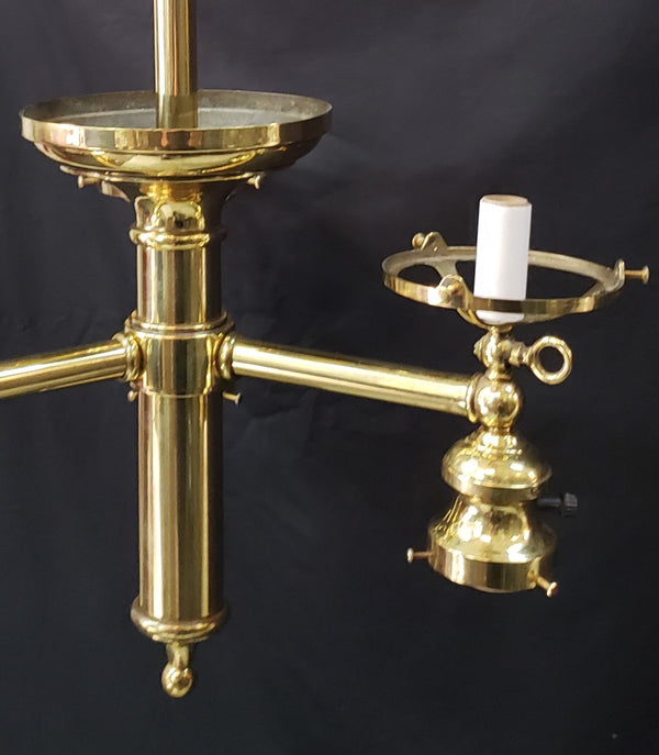 Restored 6 Light Chandelier w/ Fluted Holophane Shades 31 3/4" x 16" GS00920