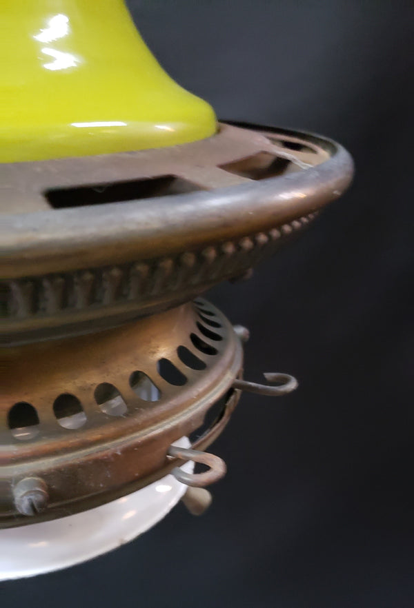 Rare Chartreuse Green Porcelain & Brass Humphrey ARC Gas Chandelier 28" GS00922