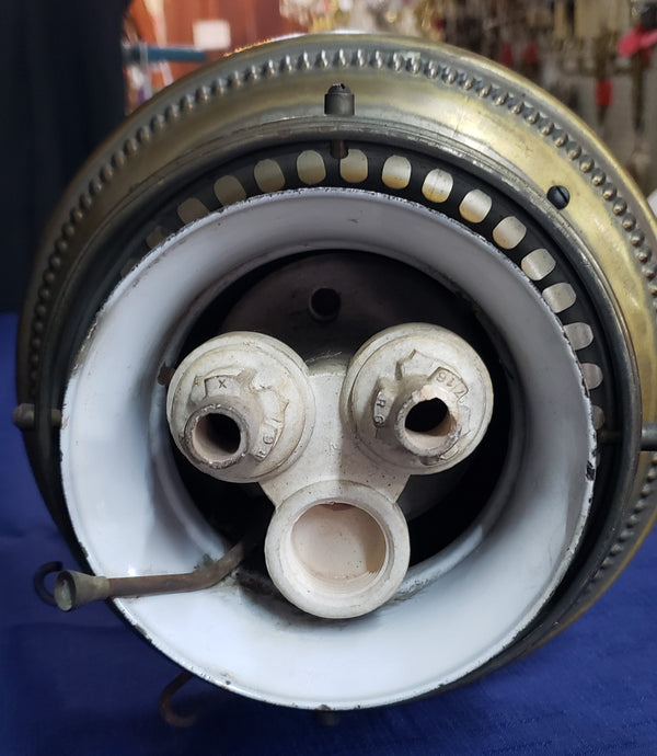 Rare Chartreuse Green Porcelain & Brass Humphrey ARC Gas Chandelier 28" GS00922