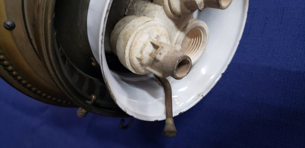 Rare Chartreuse Green Porcelain & Brass Humphrey ARC Gas Chandelier 28" GS00922