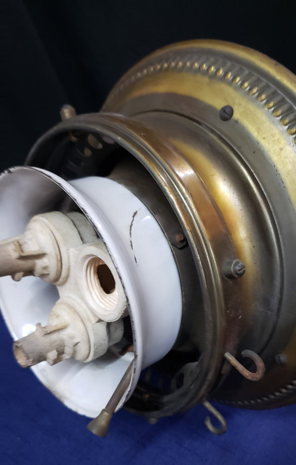 Rare Chartreuse Green Porcelain & Brass Humphrey ARC Gas Chandelier 28" GS00922