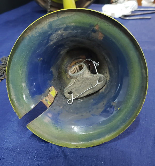 Rare Chartreuse Green Porcelain & Brass Humphrey ARC Gas Chandelier 28" GS00922