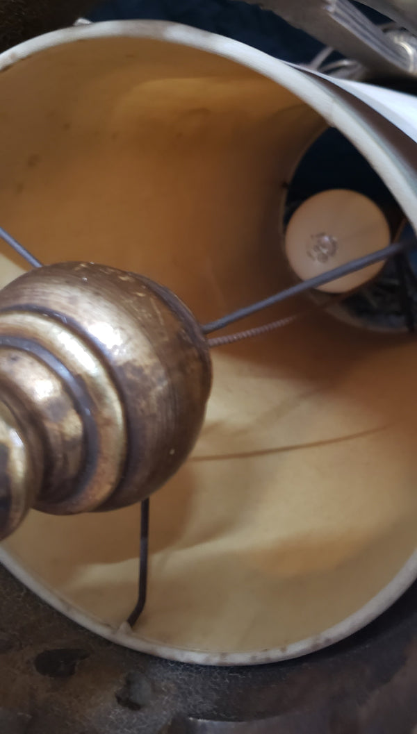 Vintage Cylinder Swag Pendant Light w/ Red Velvet Trim 24 1/2"x 9 1/2" GS00924