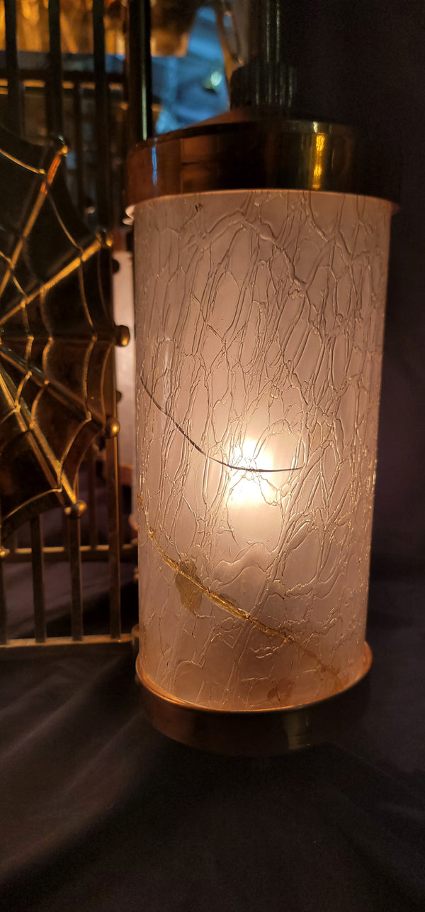 Pair of Art Deco Theatre Chandeliers w/ Spider Web Accents 23" x 17" GS01017