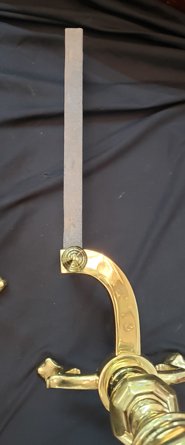 Vintage Virginia Metalcrafters Solid Brass Andirons & Fireplace Fender GS01075