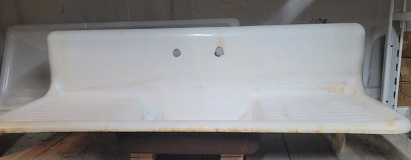 Cast Iron Farm Sink with Double Drain Boards & Tall Back Splash GS00566