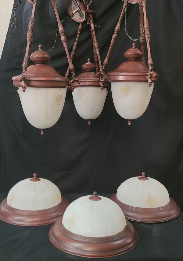 6 Piece Matching Light Set - 3 Pendant Lights & 3 Flush Mounts Lights GS01092626