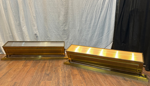 Antique Art Deco Brass Plated & Glass Rod Theater Light Fixture Pair GA20548