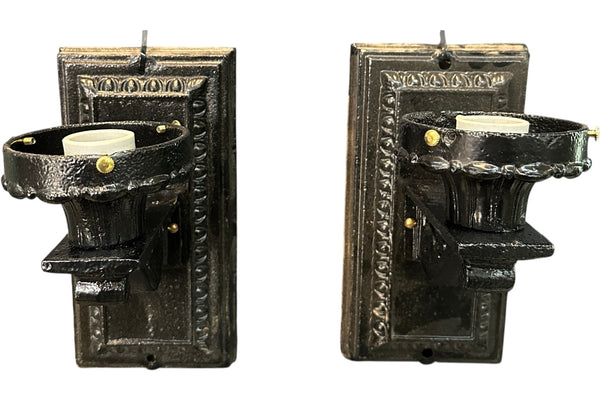 Restored Antique Cast Iron Wall Sconce Pair GA20683