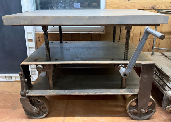 Restored 1930s American Industrial "Barrett" Die Lift Cart GA20519