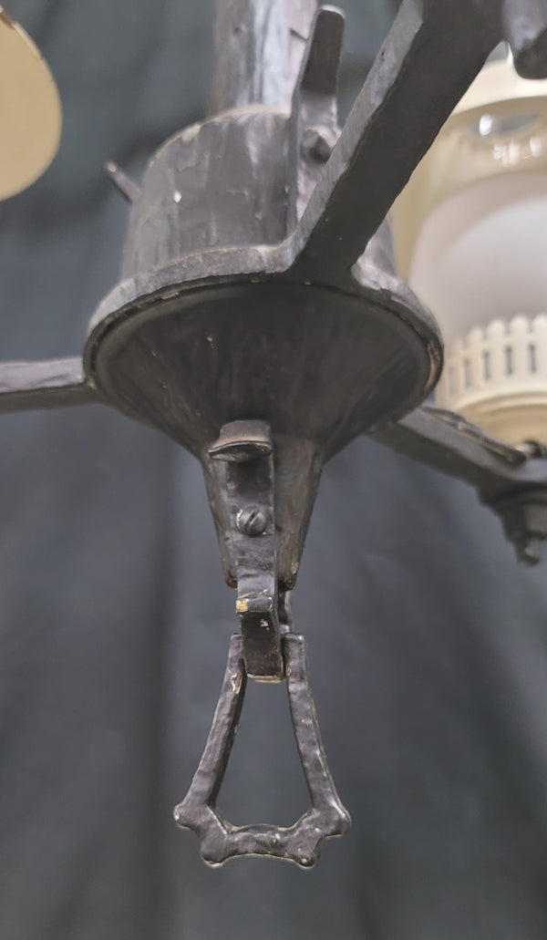 Gothic Style 3 Light Chandelier w/ Glass Chimneys & Brass Caps 19"x14" GS00949