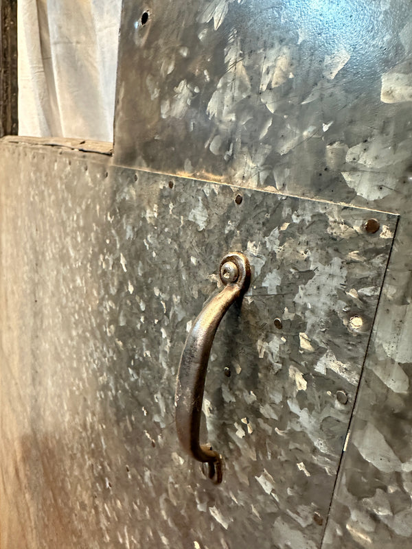 Industrial 2-Pane Galvanized Steel & Chicken Wire Glass Door GA20563