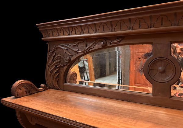 Arts&Crafts Style 2-Tiered Mantle Top w/ Mercury Glass Mirrors GA20380