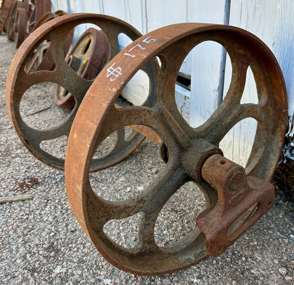Pair of Industrial Cast Iron Cart Wheels GA20942