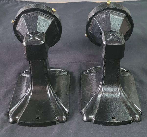 Restored Black Art Deco Cast Iron Sconces 7"x 5" GA20688