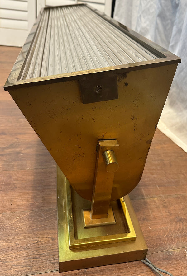 Antique Art Deco Brass Plated & Glass Rod Theater Light Fixture Pair GA20548