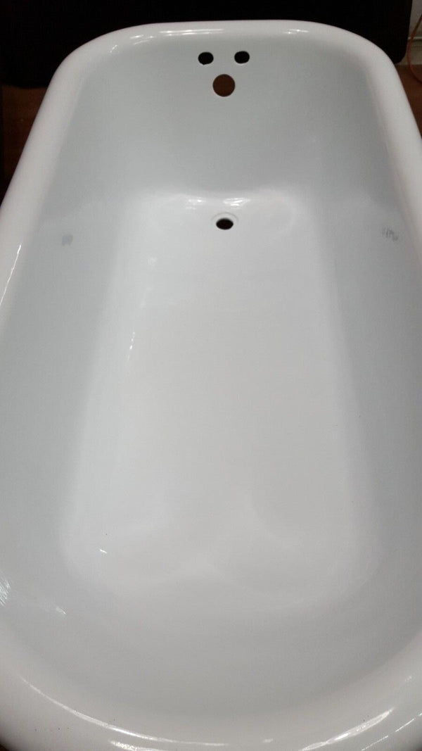 Restored Black & White Cast Iron Claw Foot Bathtub 60" x 30" x 22"