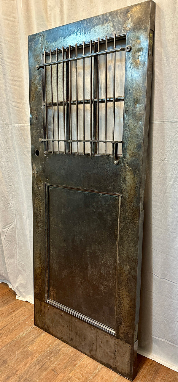 Factory Salvaged 1-Panel 6-Pane Steel Door w/ Iron Security Grate GA20557