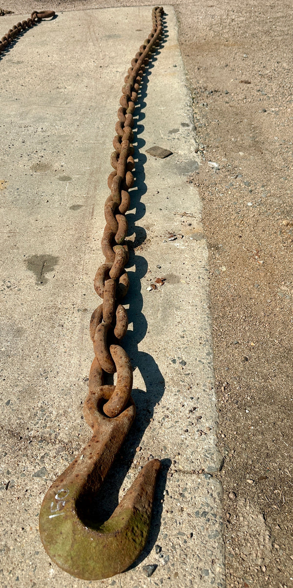14 Ft of Antique Industrial Steel Chain w/ Cast Iron Clasp GA20920