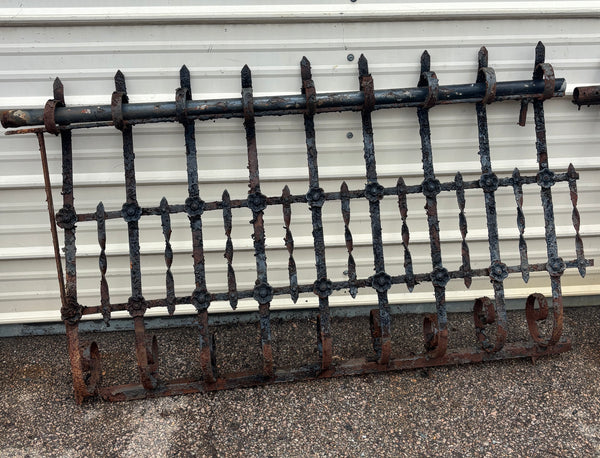 76 Feet of Iron Fence Panels with Cast Iron Rosettes GA21365
