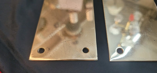 Pair of Restored Solid Red Brass Door Push Plates 12" x 3" GS01052