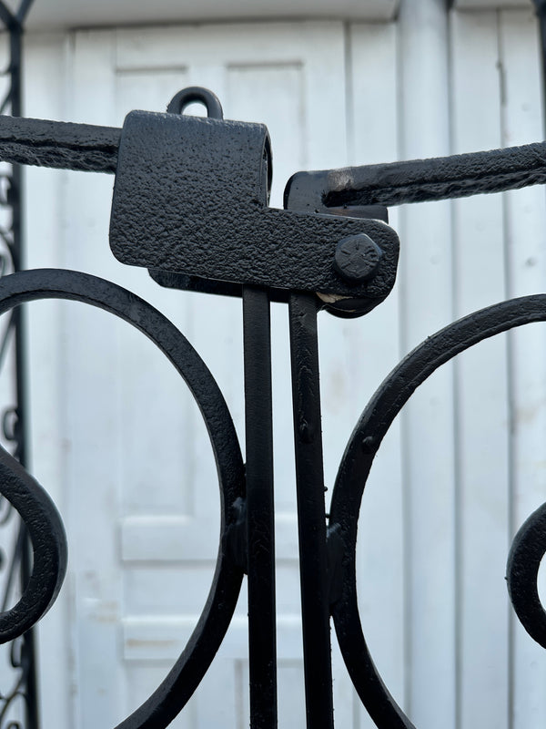 Custom-Built Wrought Iron Arbor w/ Crescent Top Entryway Gates GA20319
