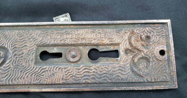 Restored 1800's Mallory Wheeler Brass Door Backplate w/ Keyhole Cover GS010924