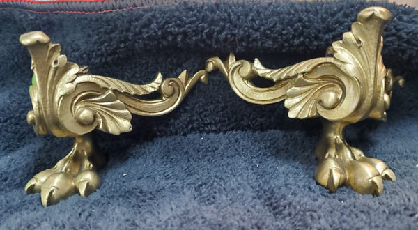Ornate Solid Brass Claw Foot Furniture Feet w/ Feathers 3 5/8"x 2 5/8" GAM04