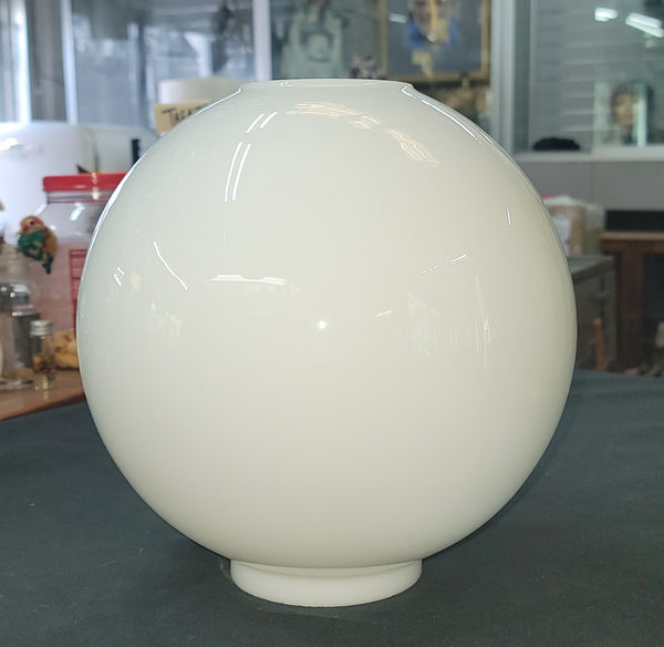 Vintage 9" Round White Hurricane Globe with 3 3/4" Fitter GS00731