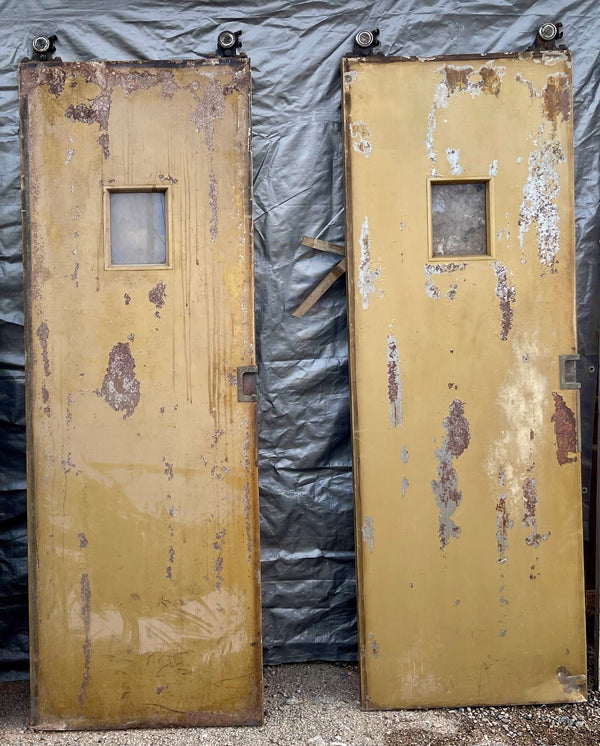 Steel Clad Elevator Doors with Original Otis Wheels & Brass Handles GA20554