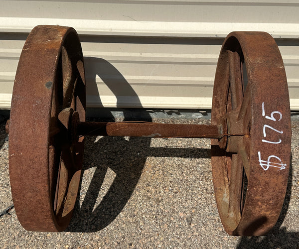 Pair of Industrial Cast Iron Cart Wheels GA20948