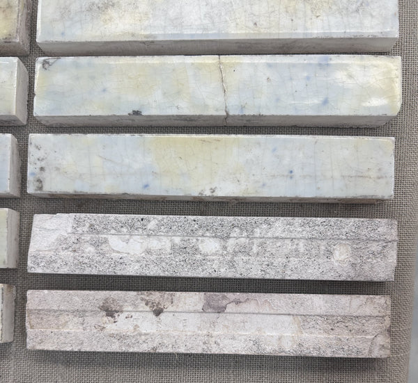 82 Vintage 6" x1" Mottled Glazed "Pencil" Fireplace Tiles GS010944