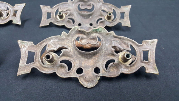 Architectural Salvage Wide Scroll & Heart Design Drawer Pull Handles Set of 4