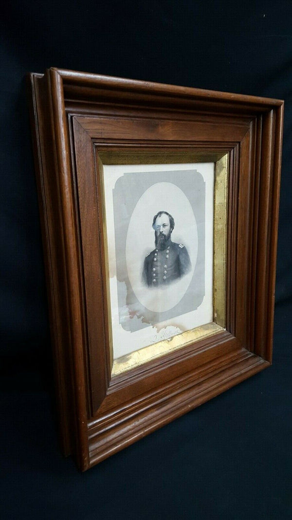Engraved Photo of U.S. Civil War General Quincy Gillmore Walnut Shadow Box Frame