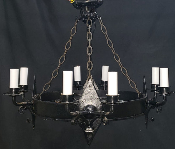 Gothic Style Wrought Iron 8 Light Chandelier 22" T x 28" GS00966