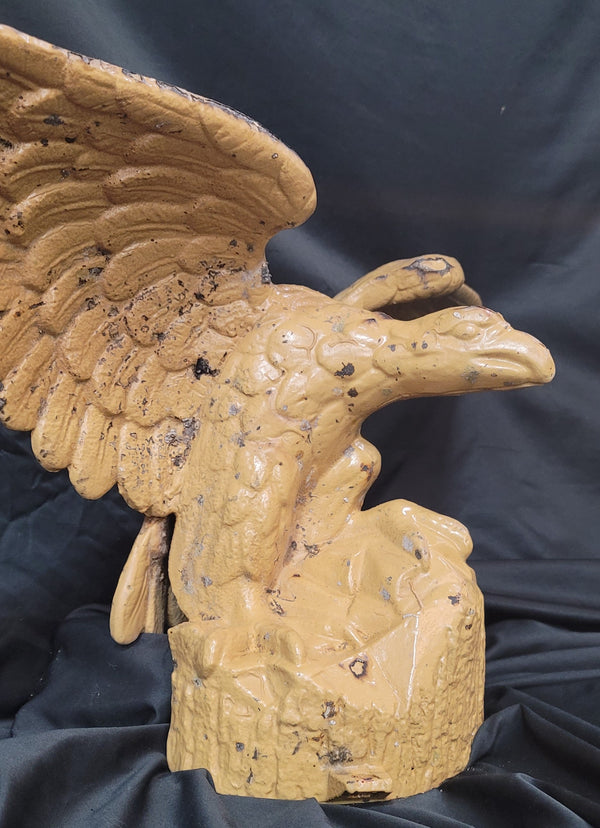 Vintage Cast Iron Pole Top Eagle w/ Open Wings 30" W x 12" T GS00666