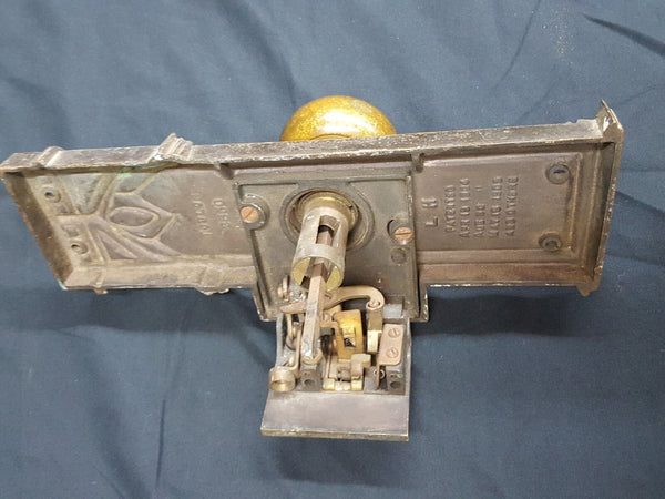 Early 1900s Ornate Bronze CNB Charlotte NC Bank Door Knob & Backplate GS00813