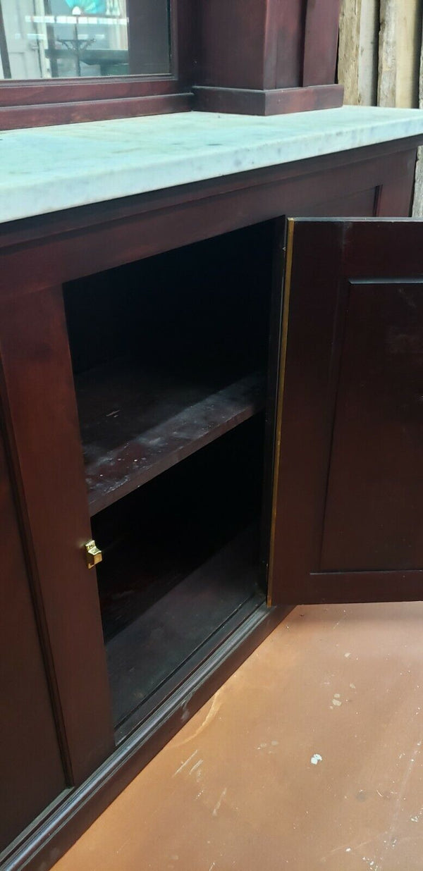 Restored 1920's Art Deco Back Bar Carrara Top Stained Glass Panels & Lighting