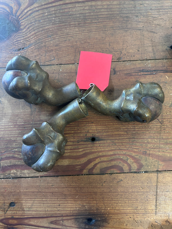 Antique Brass and Wood Piano Stool Feet Set GS010976