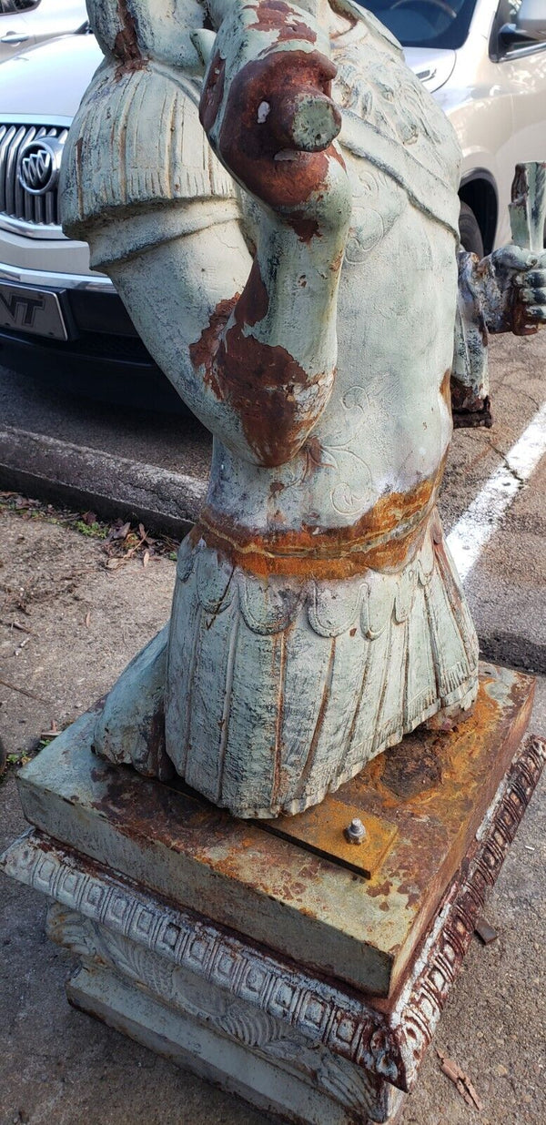 Cast Iron Custom Made Man & Woman Trojan Soldiers on Pedestals GS00747