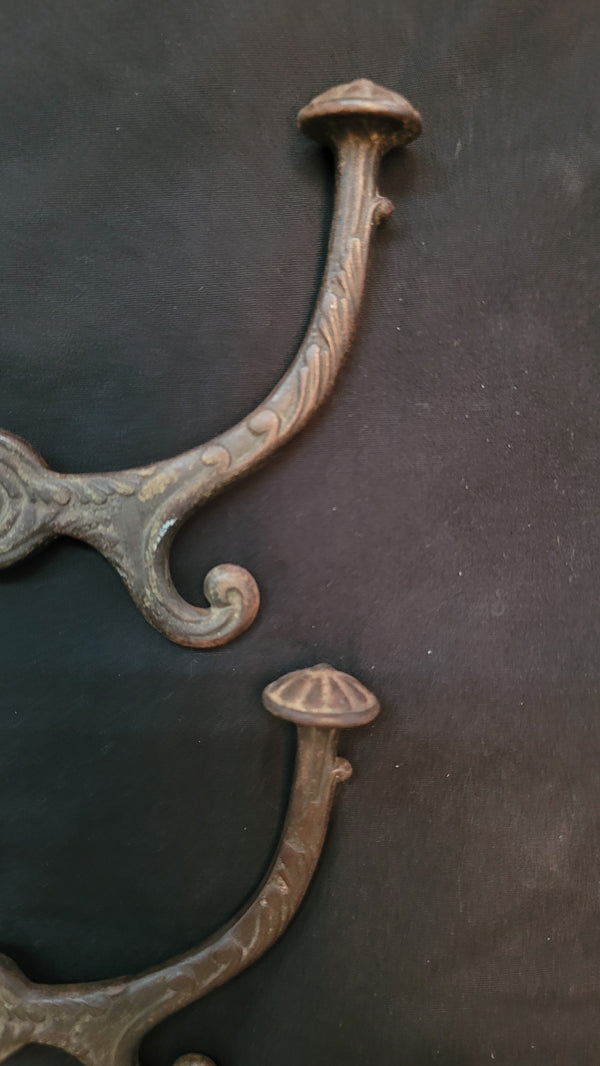 Set of 4 Cast Iron Art Deco Hall Tree Hooks w/ Bullseyes 4 1/2" x 4 3/4" GS00622