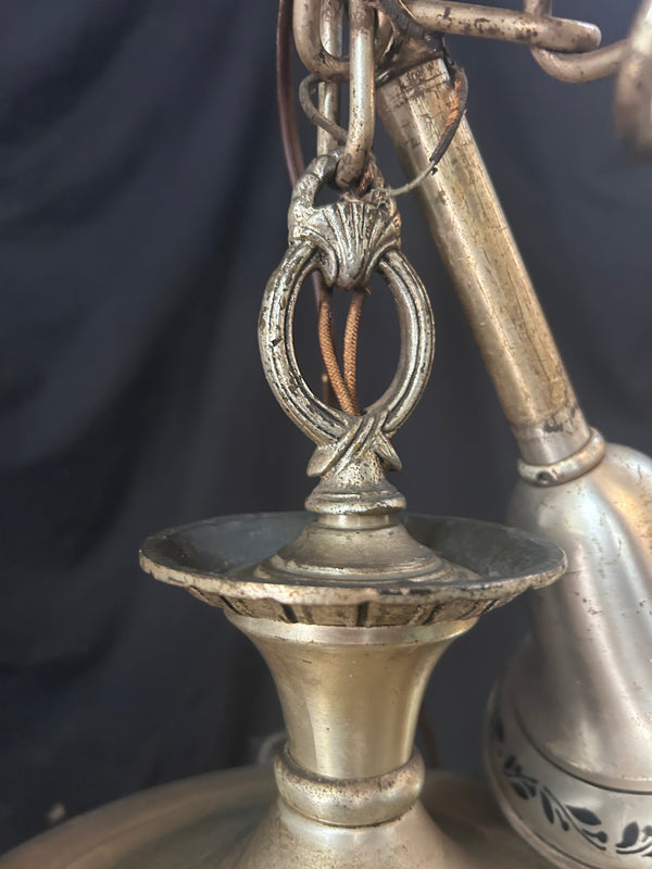 4 Light Nickel Plated Brass Chandelier 14"x12" GS010951
