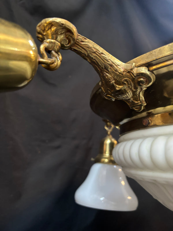 Early 1900s Antique Brass 5-Light Chandelier GA21158