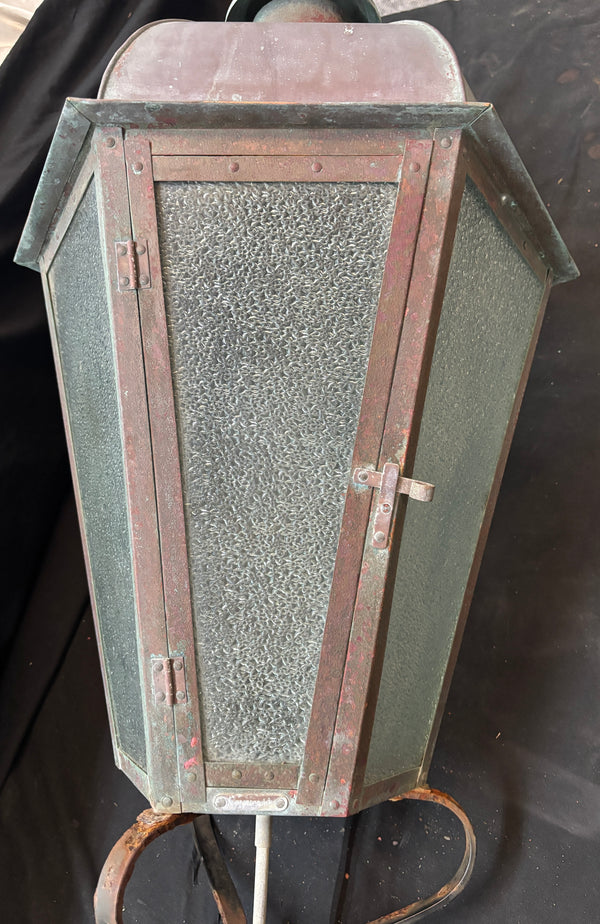 Riveted Copper Lamp Post Light with Green Patina GA21523