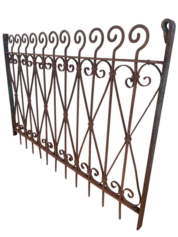 Antique Wrought Iron Garden Gate w/ Scrollwork - 46" W x 33" T - GA20974