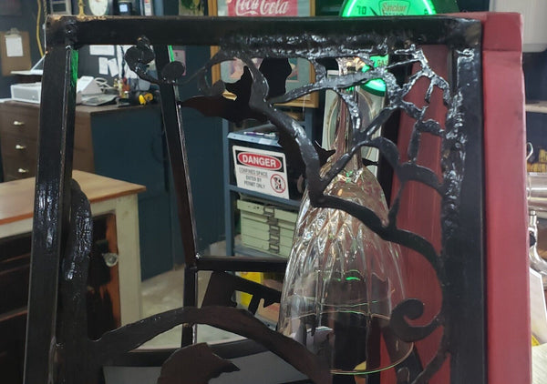 Custom Hand Crafted Coffin Shaped Iron & Wood Wine Rack GS00871