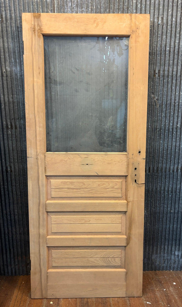 Heart Pine 3-Panel Half Glass Door GA21428