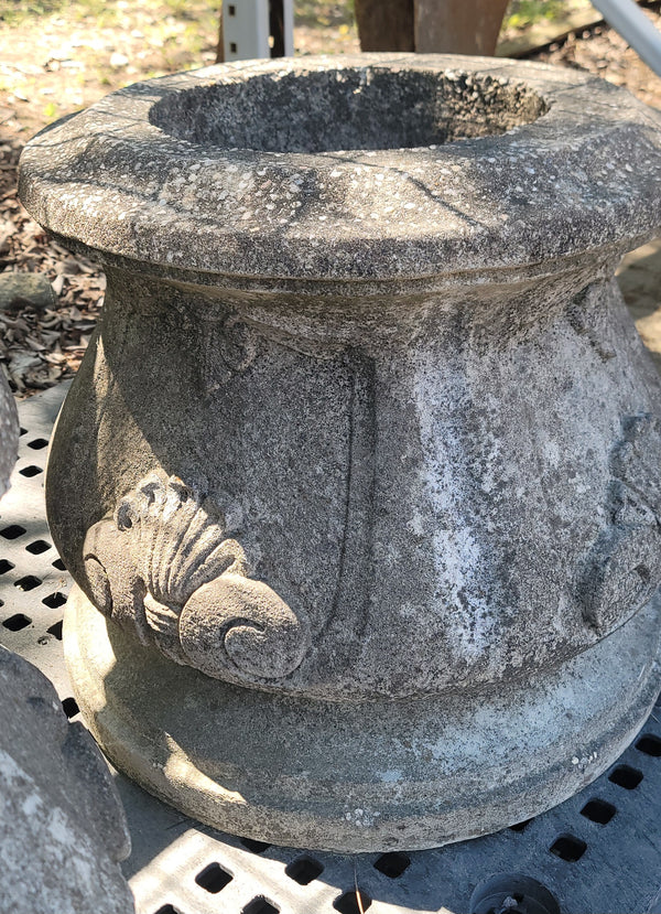 Fluted Concrete Planter w/ Acanthus Trim 21 3/4" x 26" GS01068 3 Available!