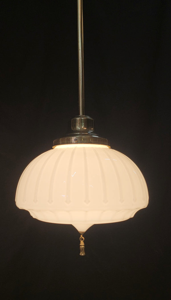 Restored Flush Mount Pendant Light Fixture w/ Textured Globe 15" x 39" GS01000